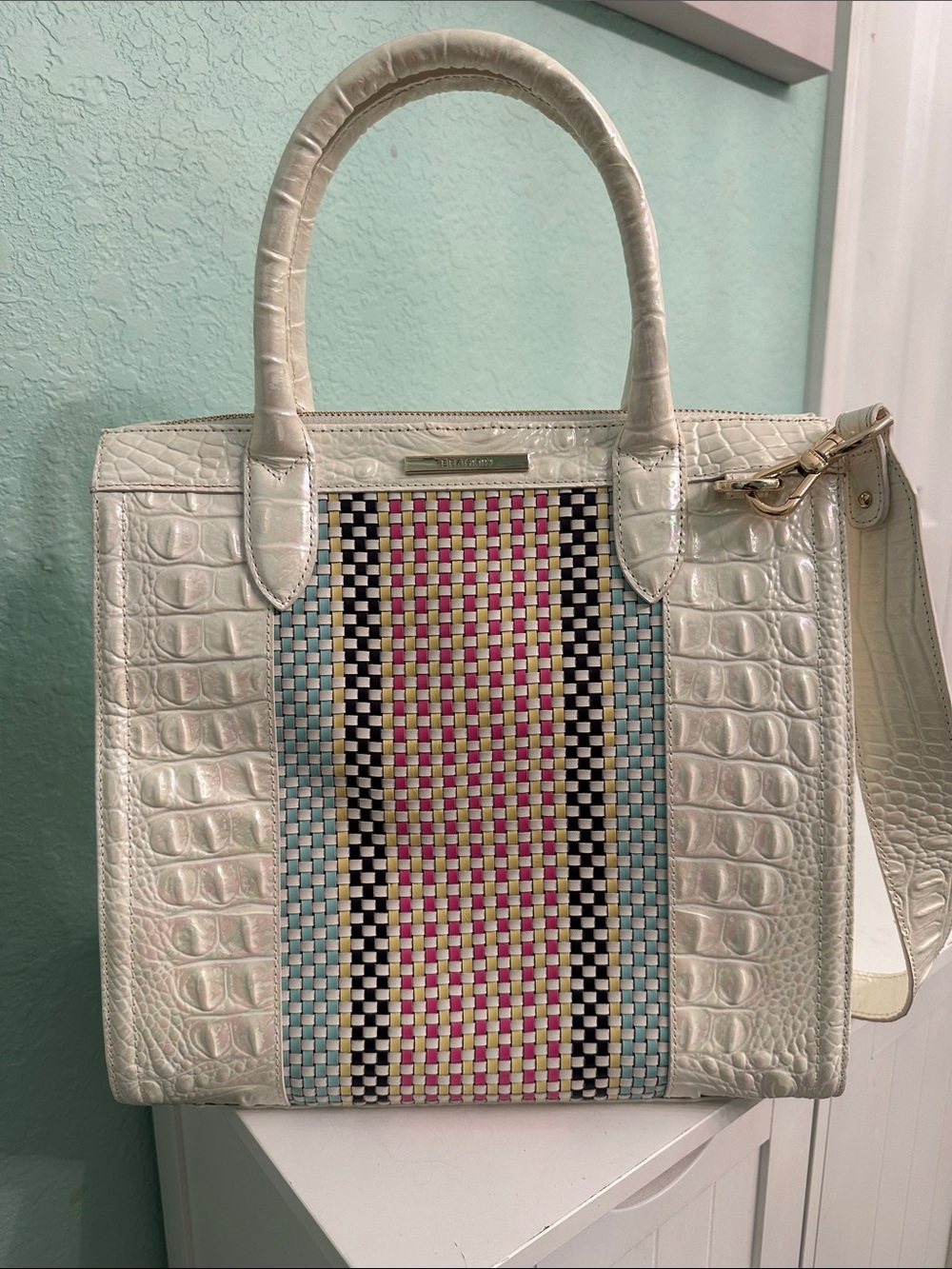 Brahmin Carolina Milk Belmar Genuine Leather purse